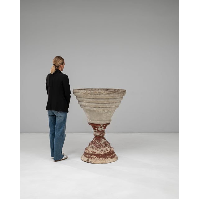Mid 20th Century French Funnel-Shaped Concrete Planter For Sale - Image 4 of 18