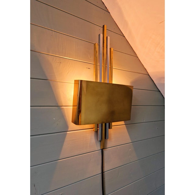 Large Hollywood Regency Brass Wall Light, 1970s For Sale - Image 14 of 15