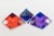 Abstract Pyramid Lucite Sculptures Set of 3 Orange, Sapphire Blue, Purple, Red 90's For Sale - Image 3 of 13
