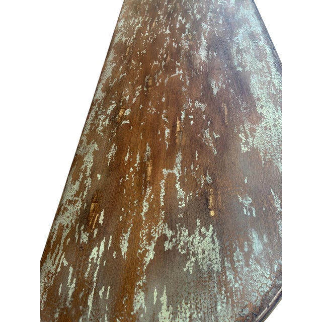 1990s Ethan Allen Emanuel Demilune Sideboard Console Buffet Credenza Distressed For Sale - Image 12 of 15
