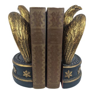 1931 Nathaniel Hawthorne Classics, Matching Brown & Gold Decorative Book Pair For Sale