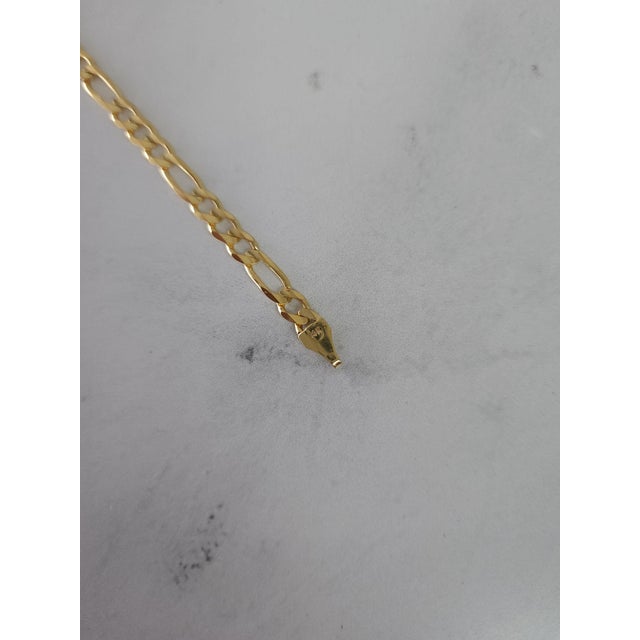 5mm Classic Figaro Bracelet-Anklet 14k Yellow Gold For Sale - Image 4 of 4