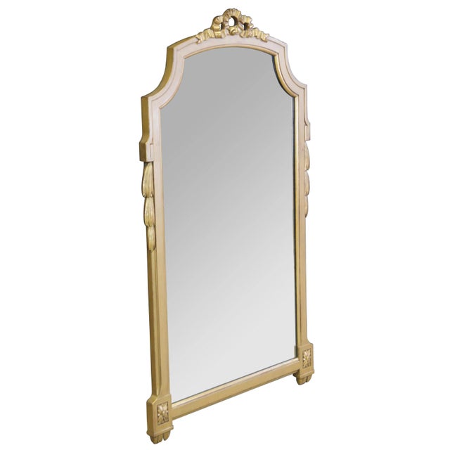 French 20th Century French Neoclassical Gold Over Mantel Wall Hanging Bathroom Mirror For Sale - Image 3 of 8
