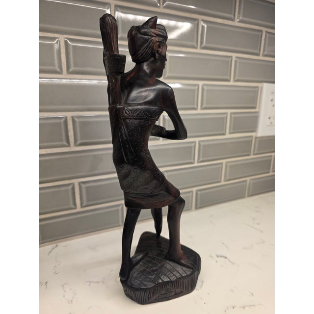 Mid-Century Balinese Macassar Ebony Cockfighter Sculpture - 12.5” For Sale - Image 4 of 12
