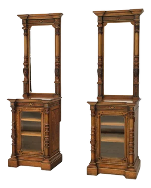 Burr Walnut, Amboyna & Parcel Gilt Cabinets with Mirrors from Gillows, Set of 2
