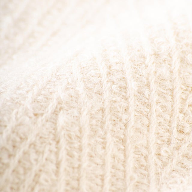 Contemporary Creamy White Chevron Square Alpaca Pillow For Sale - Image 3 of 4