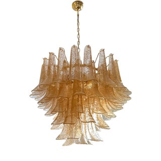 Clear and Gold Murano Glass Petali-Selle Chandelier by Simoreng For Sale