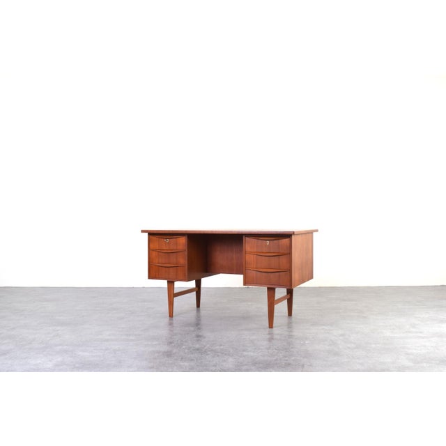 Mid-Century Modern Mid-Century Danish Teak Executive Desk, 1960s For Sale - Image 3 of 18