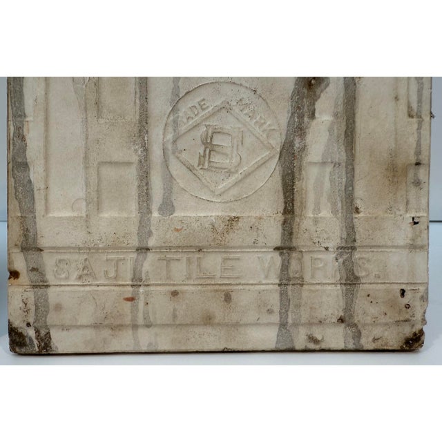 Vintage Japanese Glazed Ceramic Tiles With Geometric & Floral Patterns, Saji Tile Works, Set of 2 For Sale - Image 10 of 10