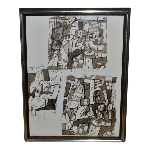 Charles Robert Searles Signed Ink Drawing Untitled Abstract