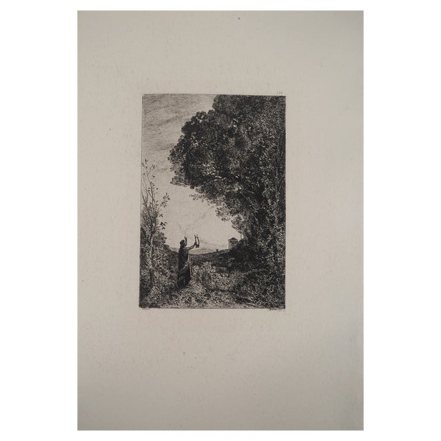 After JB Camille Corot, Orpheus, Engraving, 1873 For Sale