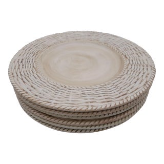 1980s Fitz and Floyd Basketweave Charger Plates- Set of 8 For Sale