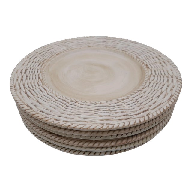 1980s Fitz and Floyd Basketweave Charger Plates- Set of 8 For Sale