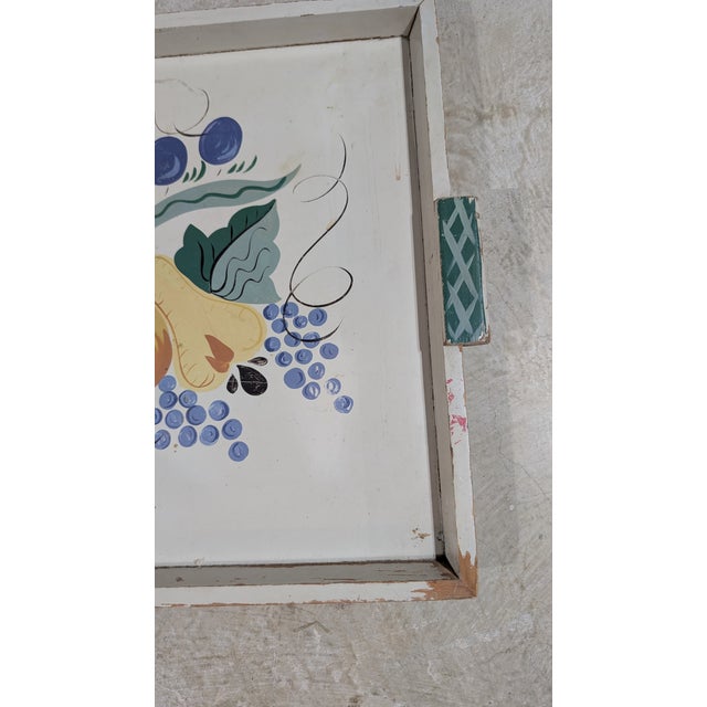 Mid-Century Modern Vintage Hand Painted Oversized Toleware Tray For Sale - Image 3 of 6