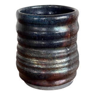 Vintage Raku Pottery Vase, Signed and Dated 1984 For Sale