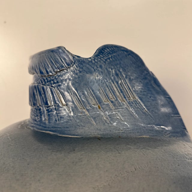 Ceramic Large Ceramic Abstract Blue Vase For Sale - Image 7 of 8