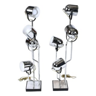 Pair Goffredo Reggiani Sonneman Style Italian Modern Spotlight Table Lamps For Sale
