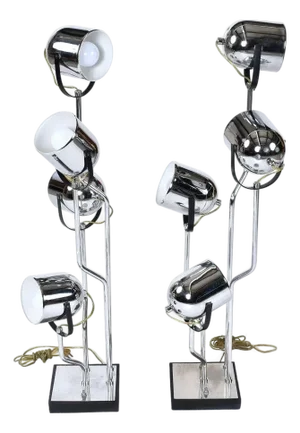 Pair Goffredo Reggiani Sonneman Style Italian Modern Spotlight Table Lamps