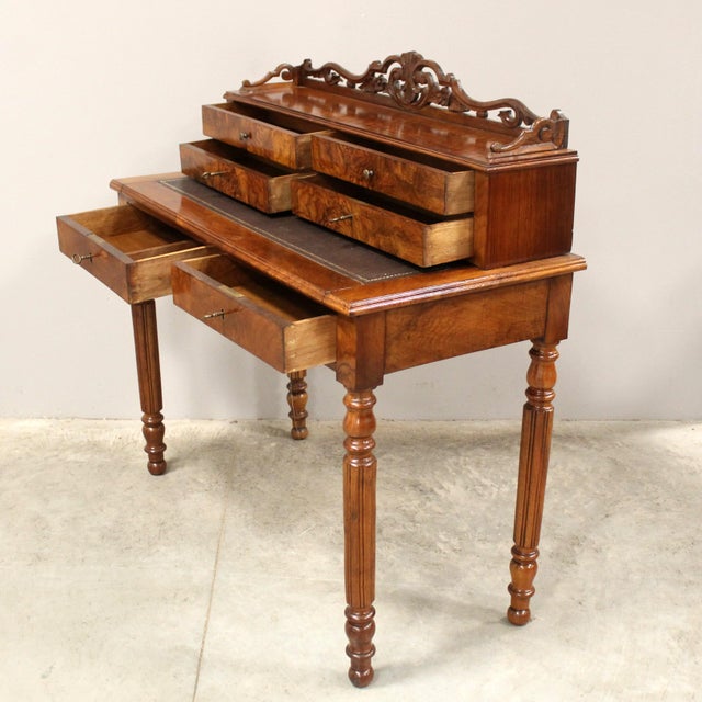 Brown Antique 19th Century Louis Philippe Walnut Writing Desk For Sale - Image 8 of 12