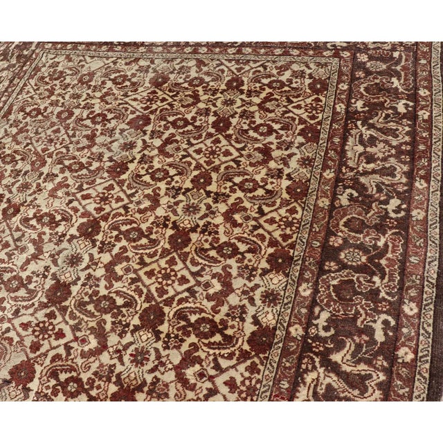 Textile Antique Turkish Sivas Rug With Tan Background and Maroon, Eggplant, Brown Color For Sale - Image 7 of 13