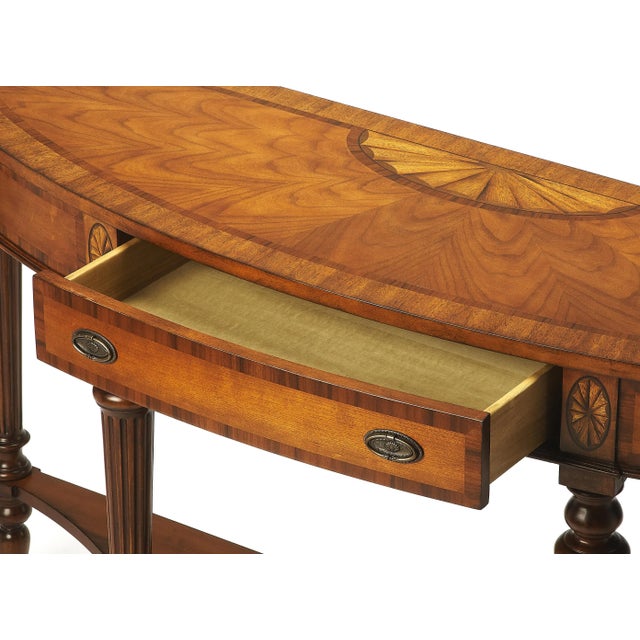 Traditional Latham Demilune Console Table, Medium Brown For Sale - Image 3 of 6