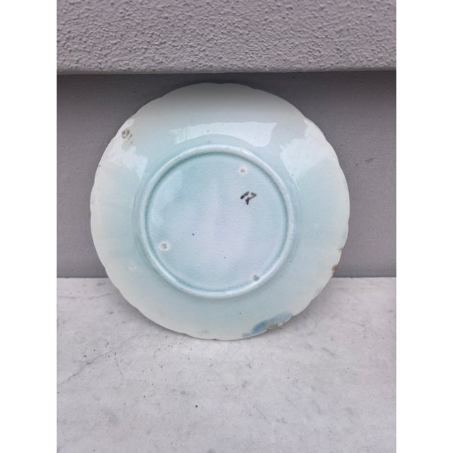 Rustic Majolica Bird With Cherries Plate Wasmuel, Circa 1890 For Sale - Image 3 of 3