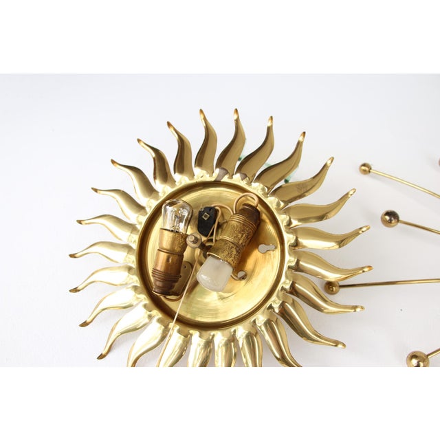 Sunburst Sputnik Wall Lamp in Brass, 1950s For Sale - Image 12 of 16