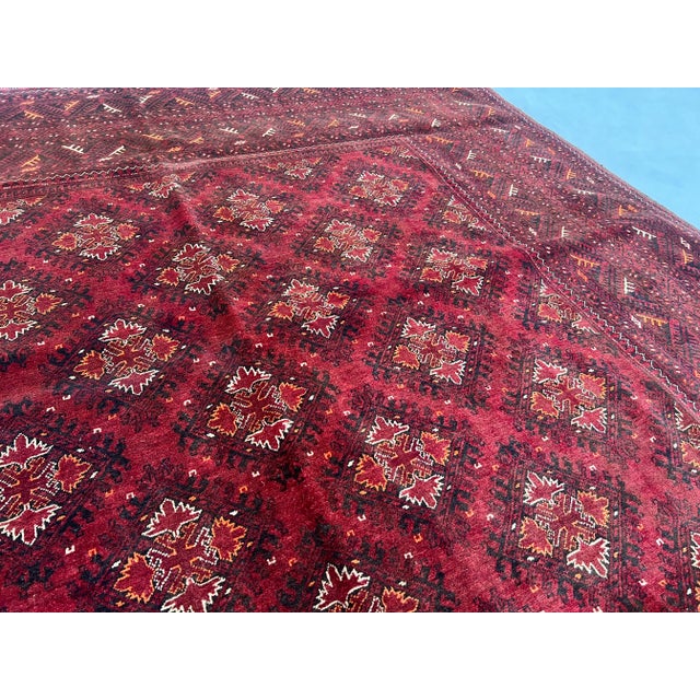Vintage Afghan Turkoman Ersari Hand-Knotted Wool Rug For Sale - Image 11 of 11