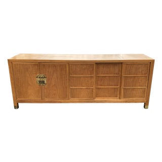 Vintage Baker Furniture Figured Walnut Brass Mounted Credenza Sideboard - Attributed to Frank Van Steenberg For Sale