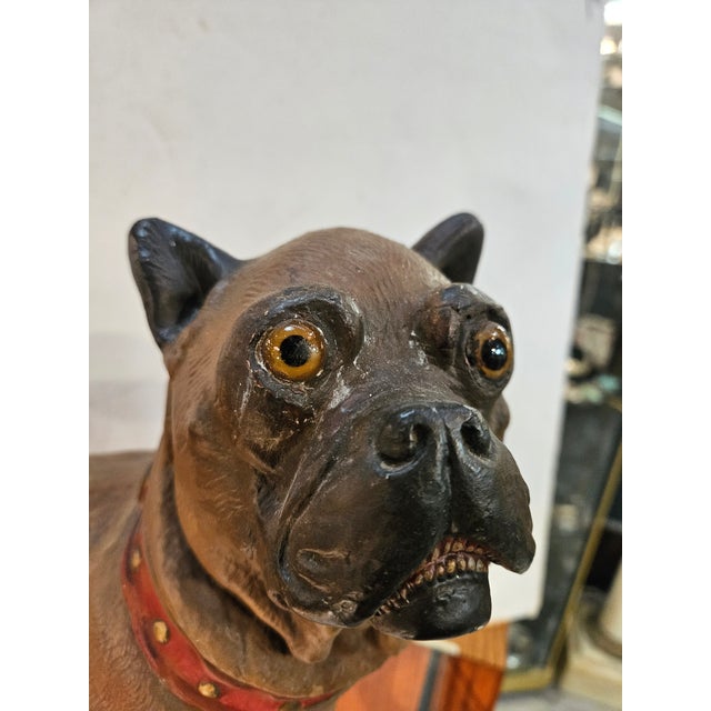 Charming Pug almost to scale of life size. English Terra Cotta, C. 1880. Great condition.