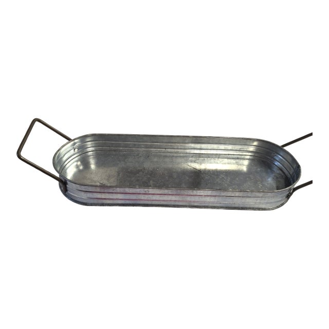 Vintage Metal Tray Decorative Rectangular For Sale