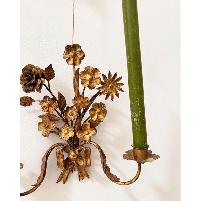 French Gilt Toleware Sconces, Set of 4 For Sale - Image 10 of 11