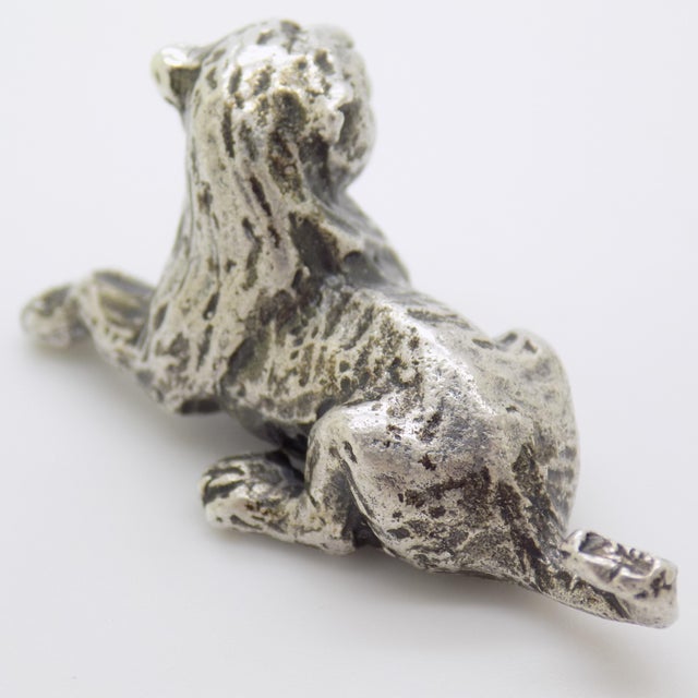 Metal Vintage Italian Handmade Genuine Silver Cub Lion Detailed Figurine Miniature For Sale - Image 7 of 11