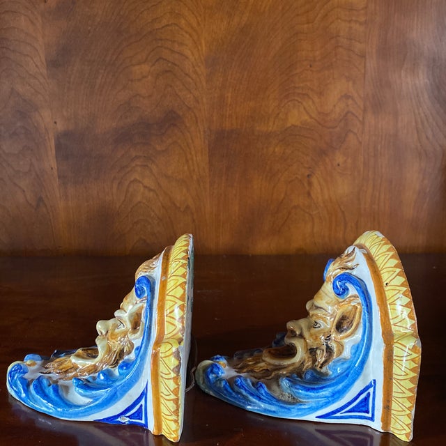 Vintage Cantagalli Satyr Majolica Wall Brackets - a Pair For Sale - Image 10 of 13