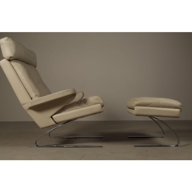 Set of Leather Swing Lounge Chair with Ottoman by Reinhold Adolf for Cor Germany, 1970s For Sale - Image 11 of 16