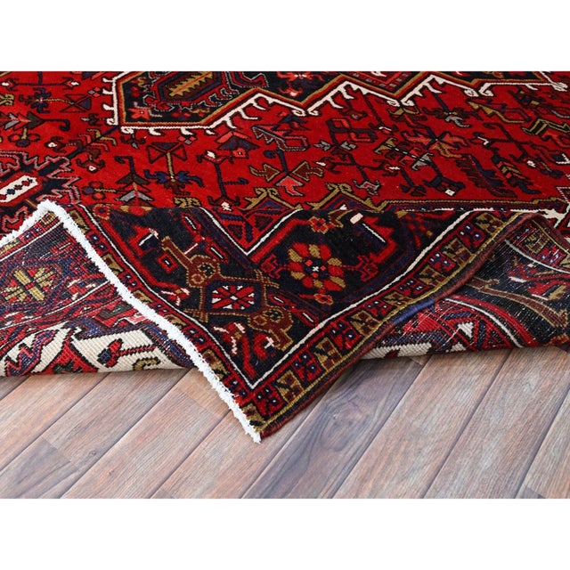 1960 8'4"x10'7" Penn Red Hand Knotted Clean With Centre Flower Element Oriental Rug For Sale - Image 10 of 12
