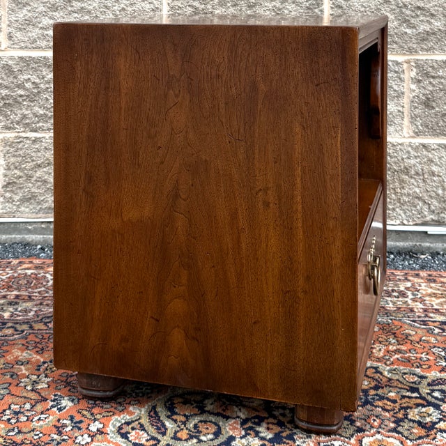 Wood Vintage Henredon Chinoiserie Walnut Single Drawer Nightstand With Open Cabinet For Sale - Image 7 of 12