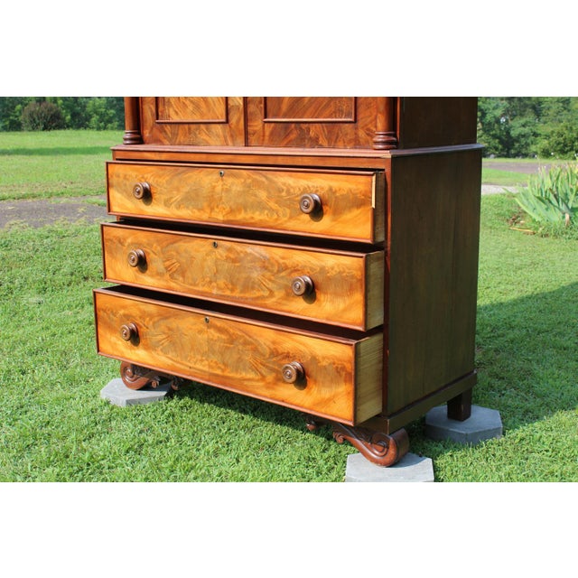 Antique Empire Linen Press Crafted by W. A. Willcocks of Guernsey For Sale - Image 12 of 18