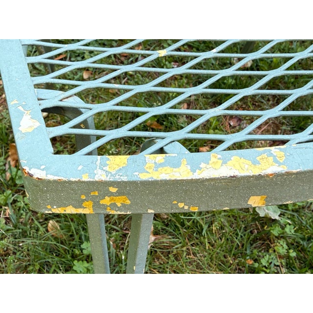 Green 1950s Woodard Pinecrest Wrought Iron Patio Dining Chairs - Set of 4, Attrbiuted For Sale - Image 8 of 11
