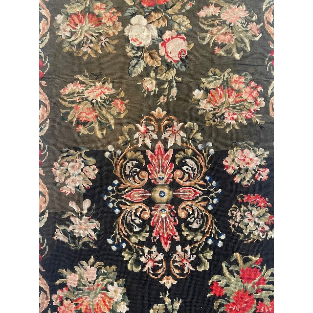 Needlepoint rugs were created using the traditional needlework weaving technique that is used to make everyday items from...