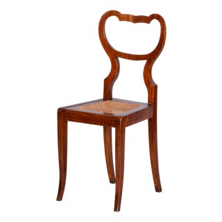 Biedermeier Polish Chair in Walnut Vener & Rattan, Austria, 1830s For Sale