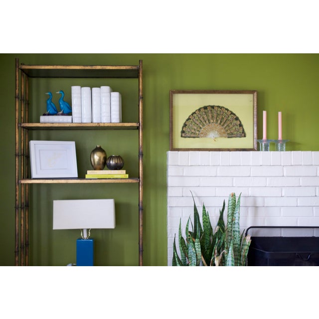 Victorian Victorian Lace Fan in Chartreuse Framed Shadowbox For Sale - Image 3 of 11