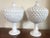 Mid 20th Century Vintage Milk Glass Covered Centerpiece Bowl with Saw Tooth Design - a Pair For Sale - Image 5 of 12