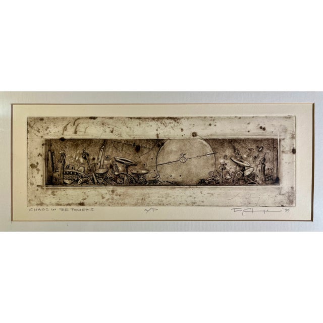 1999 Original Etching Title: CHAOS IN THE TOWERS Artist Proof Signed in pencil by the artist Aprox. dimensions: Visible...