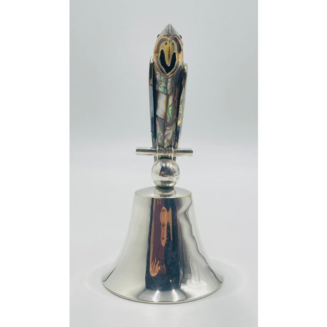 Mexican 1970s Mexican Silver Plated & Abalone Parrot Bell in the Style of Emilia Castillo For Sale - Image 3 of 18