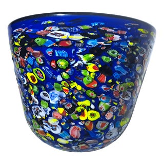 Murano Glass Cachepot with Murrine from Manifattura Di Murano, 1980s For Sale
