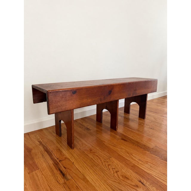 1960s Primitive Mid-Century Modern Sculptural Wood Bench For Sale - Image 5 of 5