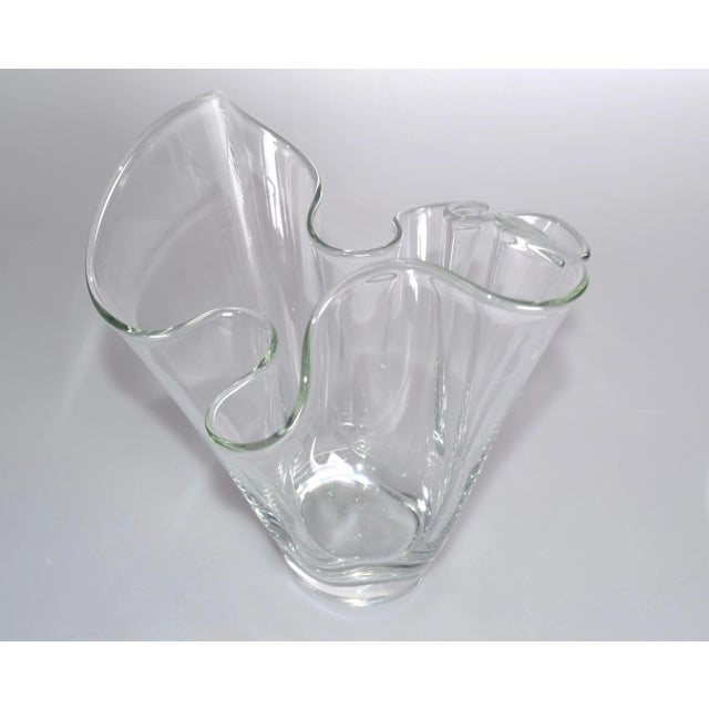 Hand Blown Transparent Handkerchief Vase For Sale - Image 9 of 10