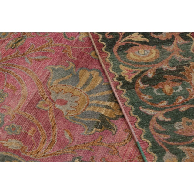 Beige Rug & Kilim’s Modern Rug in Soft Pink and Green Floral All-Over Pattern For Sale - Image 8 of 8