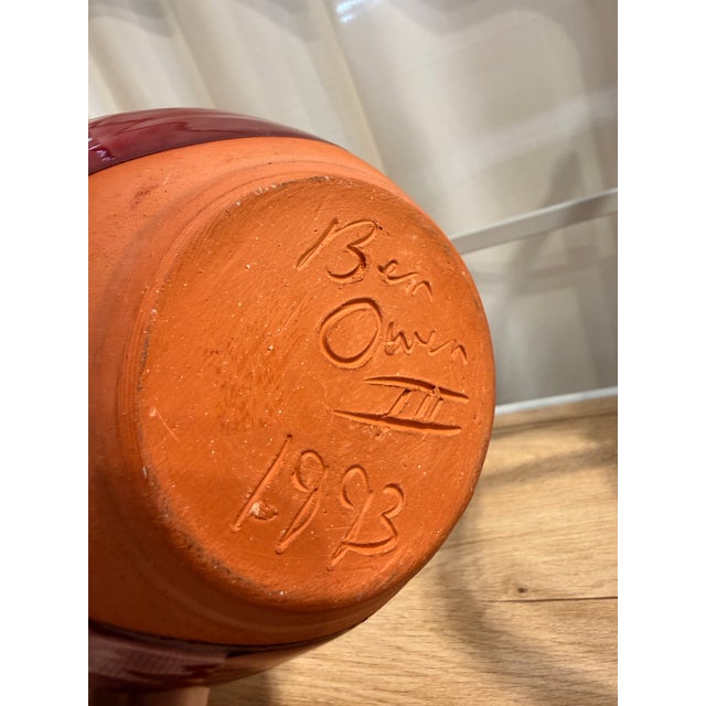 Contemporary Ben Owen III Studio Pottery Oxblood Glaze Vase - Signed and Dated 1993 - Seagrove Nc For Sale - Image 3 of 4